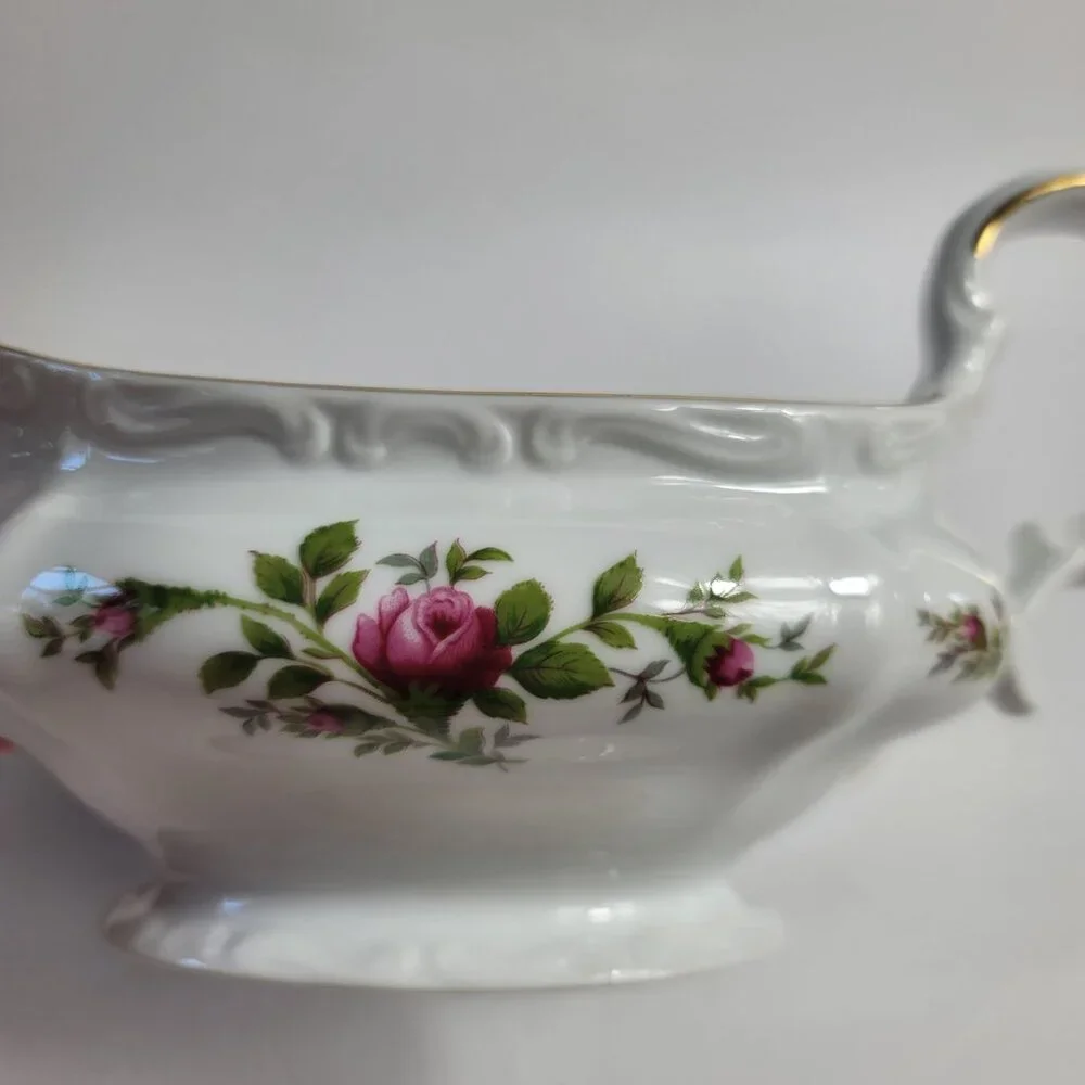 Traditions China Johann Haviland Moss Rose Gravy Boat & Underplate Pink Roses